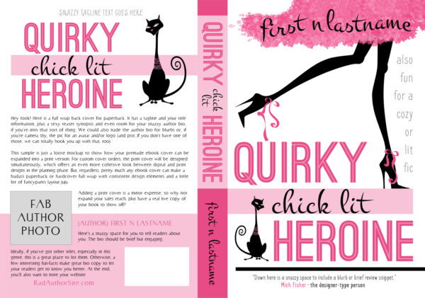Quirky Chick Lit Heroine - Chick lit paperback book cover for self-published author by Artful Cover