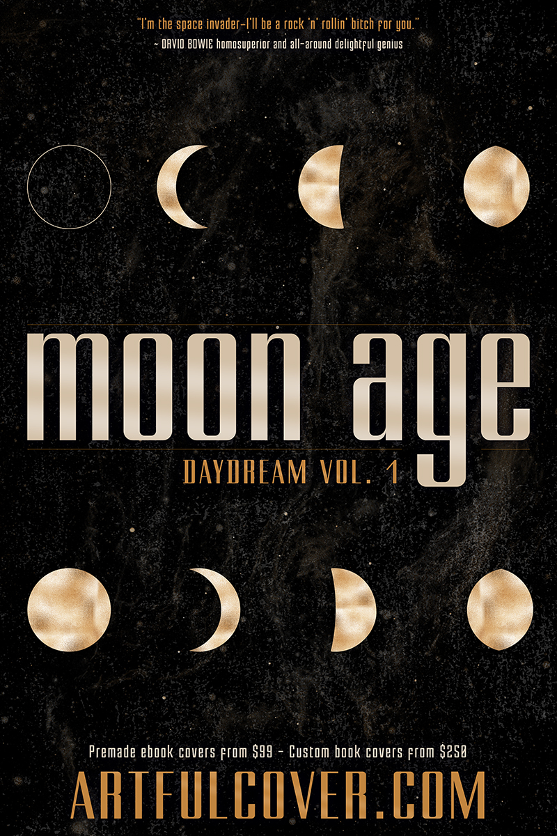 Moon Age Daydream: a scifi premade book cover design by Artful Cover