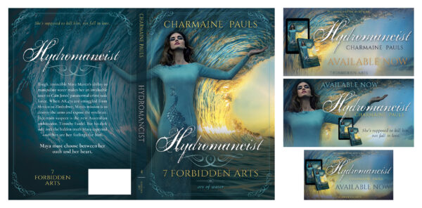 Author social media graphics and book promotion packages for author branding, book marketing, book series branding, and social media marketing by Los Angeles book cover designer Artful Cover