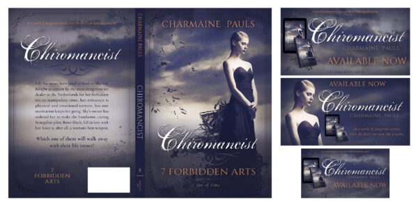 Author social media graphics and book promotion packages for author branding, book marketing, book series branding, and social media marketing by Los Angeles book cover designer Artful Cover