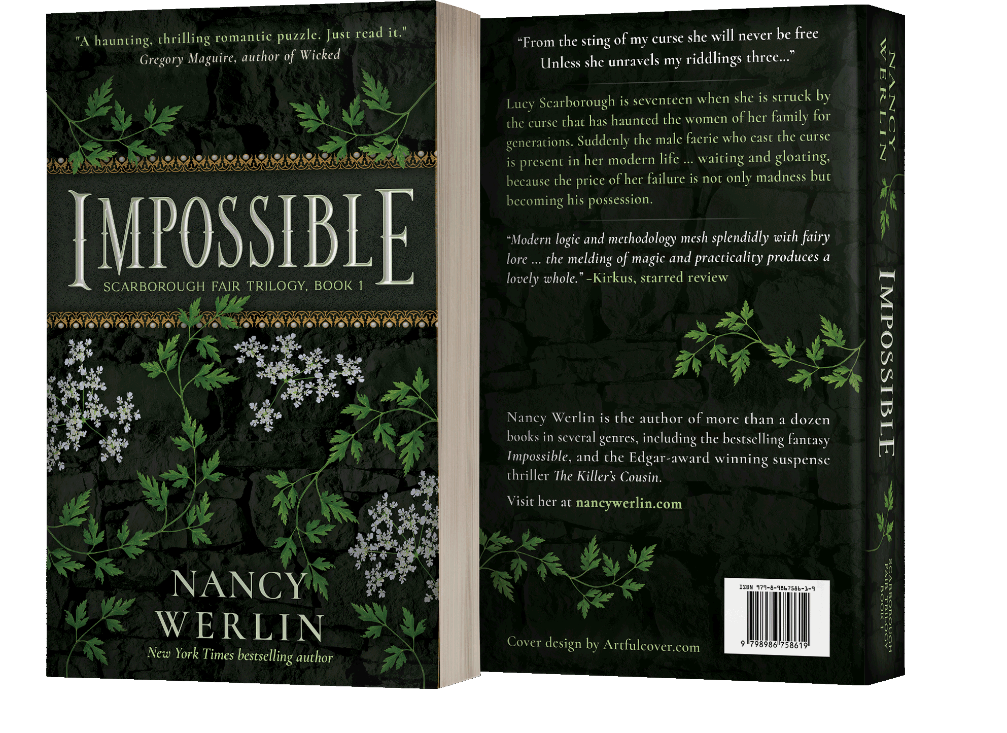 Book series branding design by Los Angeles book cover designer Artful Cover - paperback book cover design of Impossible, book 1 of the Scarborough Fair Trilogy by Nancy Werlin - consistent compelling branding on ebook covers, paperbacks, and marketing graphics for book series marketing, author branding, and social media promotion
