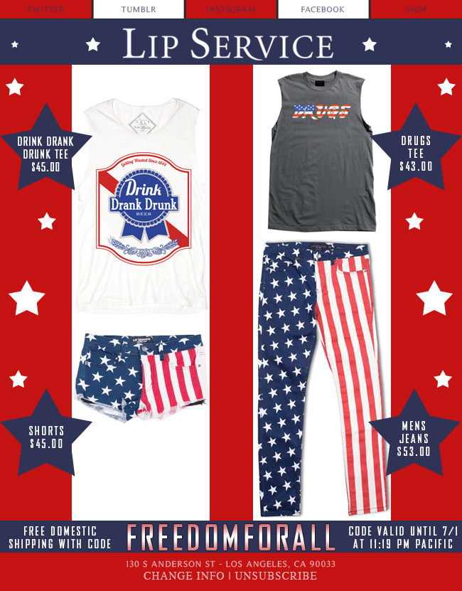 fashion marketing email campaign design by Los Angeles graphic designer Mich Fisher - Lip Service email campaign design