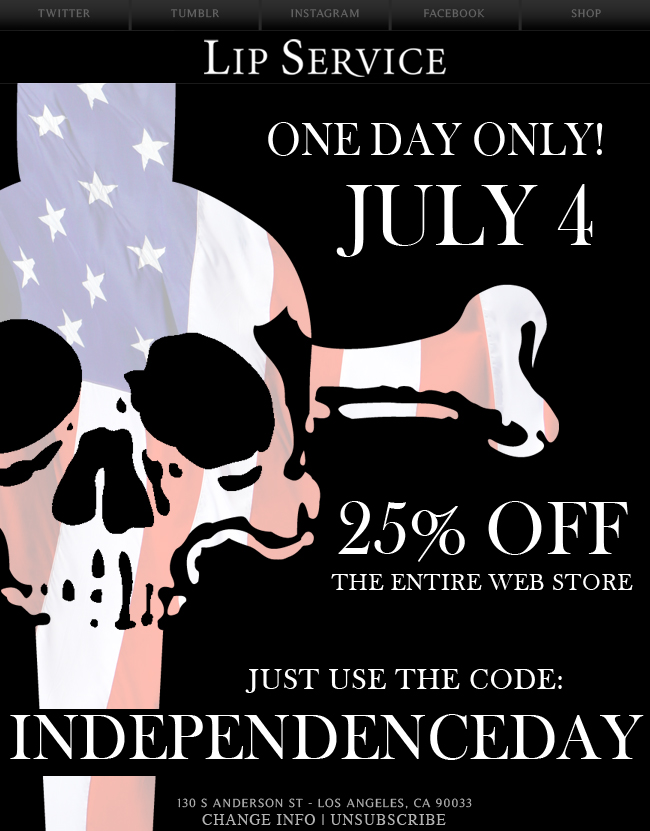 fashion marketing email campaign design by Los Angeles graphic designer Mich Fisher - Lip Service email campaign design