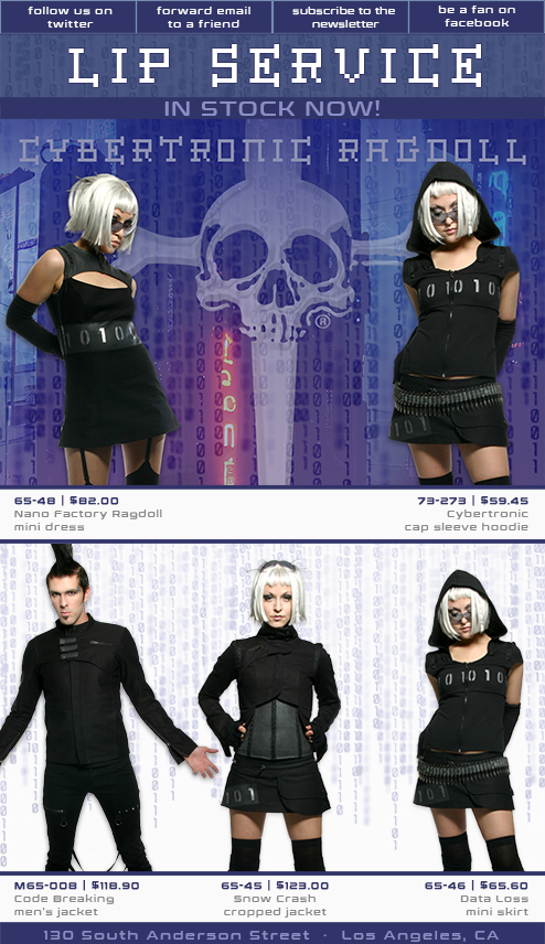 fashion marketing email campaign design by Los Angeles graphic designer Mich Fisher - Lip Service email campaign design