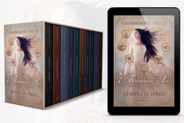 Paranormal romance book series branding by Artful Cover - 7 Forbidden Arts by Charmaine Pauls - examples of paranormal romance book cover design and paperback cover design