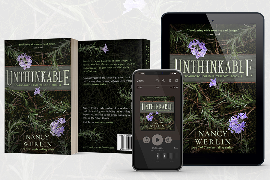 Fantasy book series branding by Artful Cover - the Scarborough Fair Trilogy by Nancy Werlin - examples of fantasy book cover design, audiobook cover design, and paperback cover design