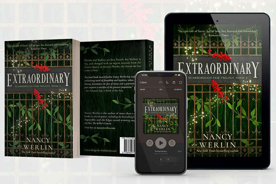 Fantasy book series branding by Artful Cover - the Scarborough Fair Trilogy by Nancy Werlin - examples of fantasy book cover design, audiobook cover design, and paperback cover design