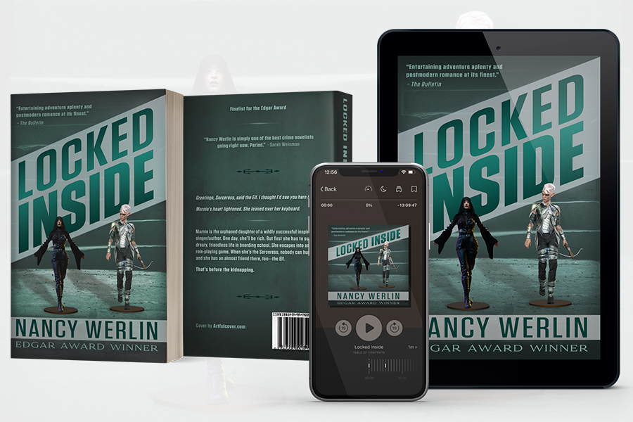 Suspense/ thriller book series branding by Artful Cover - thriller titles by Nancy Werlin - examples of suspense / thriller book cover design, audiobook cover design, and paperback cover design
