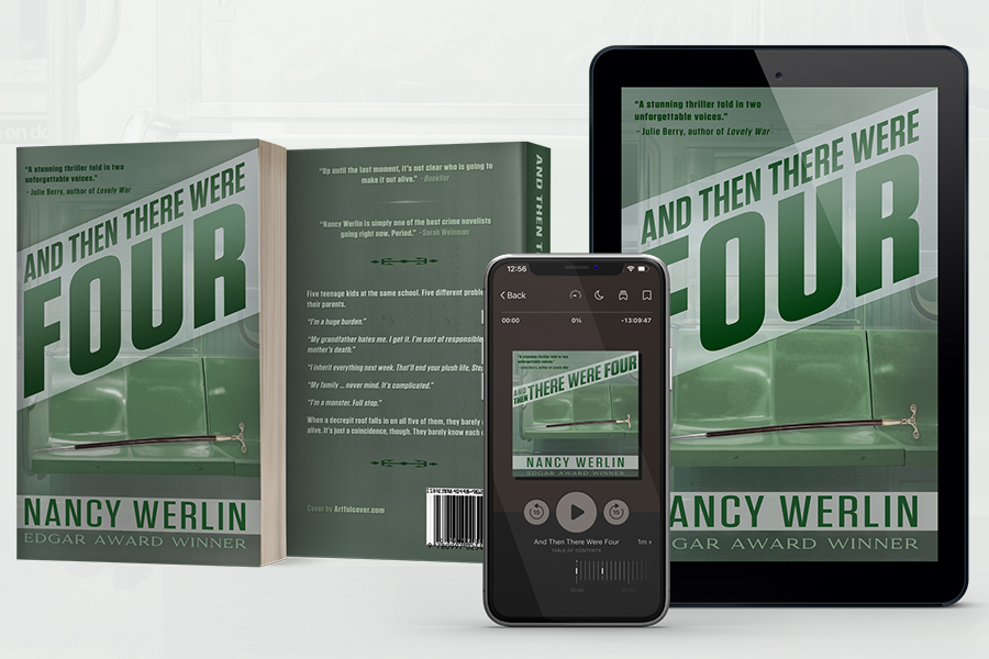 Suspense/ thriller book series branding by Artful Cover - thriller titles by Nancy Werlin - examples of suspense / thriller book cover design, audiobook cover design, and paperback cover design